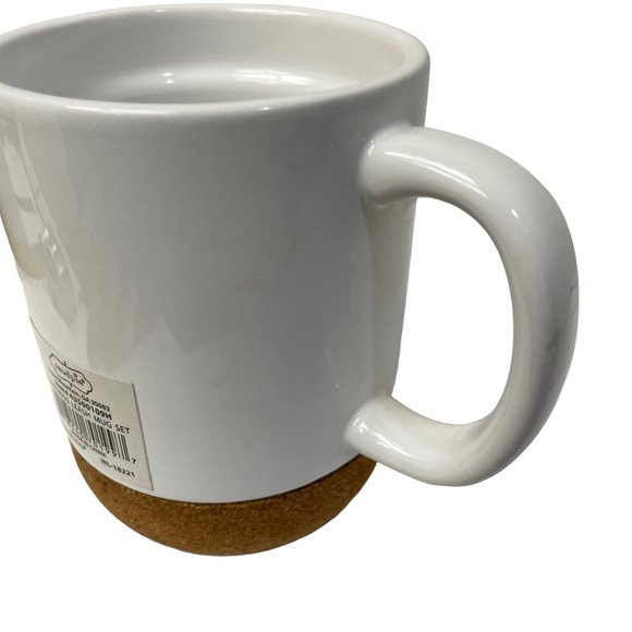 MUD PIE Cup Mug Dog Walk Happiness White Ceramic Cork Bottom - Picture 5 of 7